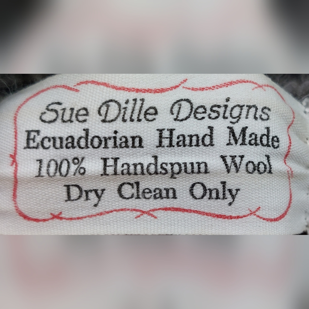 Vtg Sue Dille Designs Sweater Womens Gray Ecuadorian 100% Handspun Wool Button View 3